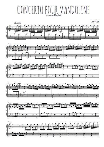 Téléchargez l'arrangement pour piano de la partition de Concerto pour mandoline en PDF